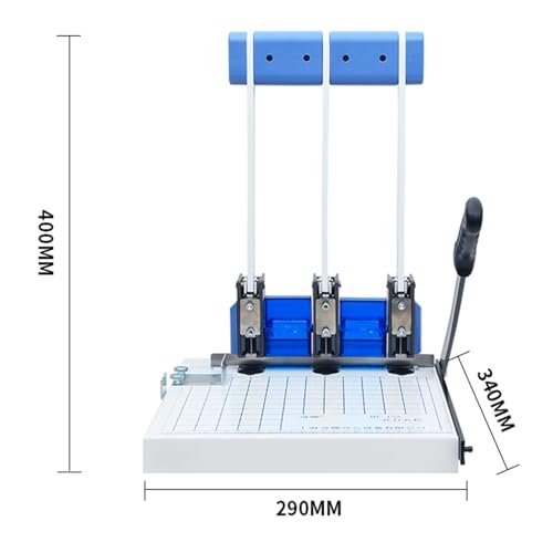Tiuheyo 3 Hole Heavy Duty Paper Punch with A4 Trimmer, Metal Body, 150 Sheet Capacity, 8-15mm Adjustable Margin, 5mm Punch Diameter