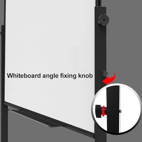 Mobile Double-Sided Magnetic Whiteboard, 90x120cm, Adjustable Height, 360° Flip with Lockable Wheels for Office, Home, School