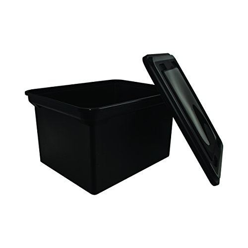 Advantus File Tote with Lid, 18 x 10.75 x 14 Inches, Black, Case of 8 (34052CT)