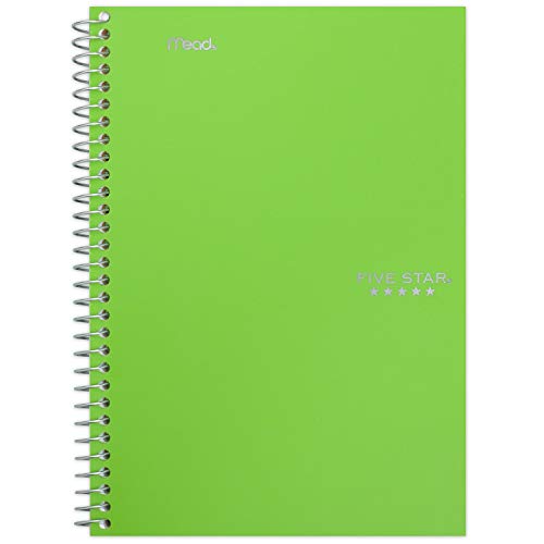 Five Star Small Spiral Notebooks, 6 Pack, 2 Subject, College Ruled Paper, 9-1/2" x 6", 100 Sheets, Amethyst Purple, Sedona Orange, Seaglass Green, Tidewater Blue, Gray, Black (73711)