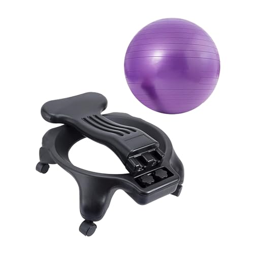 LKXNEW Height Adjustable Balance Ball Chair for Adults Office, Commercial/Home Yoga Ball Seating with Back Support (Purple)