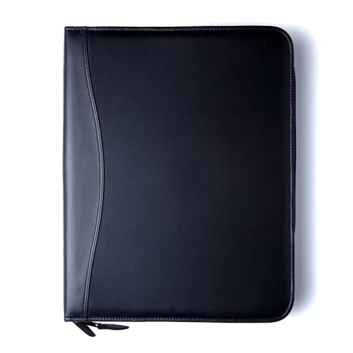 Planner Pad Spiral Bound Executive Size Cover, Fits 8 ½” x 11” Size Planner Pad Planner Only, Cowhide Leather, Black