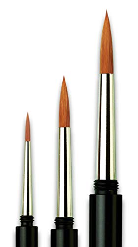 Da Vinci Watercolor Travel Set 3515A2, Cosmotop Spin Synthetics 3 Brush Set, Series 1573 Round, Sizes 2, 6, 8