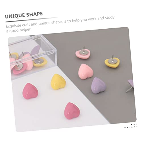 Color Poster 32 Pcs Colored Love Pins Tacks Decorative Pushpins Portable Push Pin Bulletin Board Decorations Cute Thumbtacks Thumb Tacks Maps Push Office Accessories Heart Metal (Random Colorx