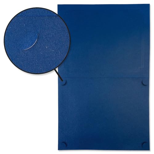 Plain Blue Certificate Folders - Pack of 50, Linen Cover 80 lb. Stock, Folded, Die-Cut Corners, for Office, Business Awards, Graduation, School Diploma Holder, 9-1/2" x 12"