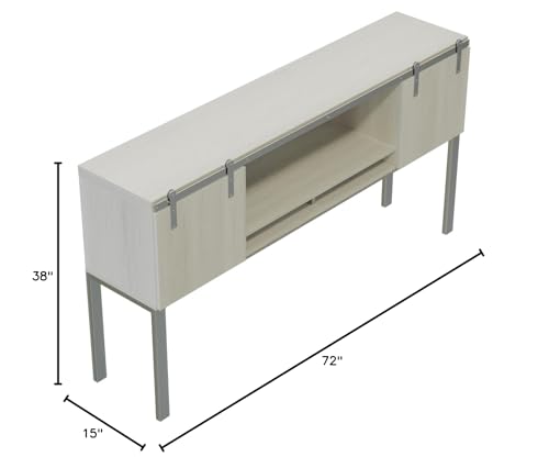 Safco Mirella Modern Wood Hutch with Sliding Doors in White Ash