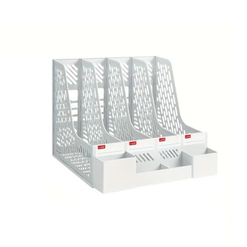 File Organizer Desk Organizer File Folder, Desktop Magazine Holder, Office Sorter Rack, Vertical Dividers Desk(White)