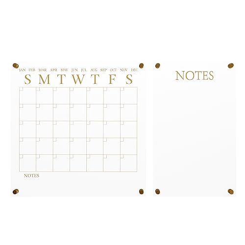 Martha Stewart Grayson Acrylic Calendar and Notes Board Set, Clear/Gold