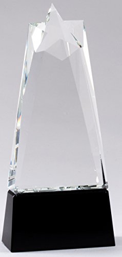 SHOP AWARDS AND GIFTS Personalized Optical Crystal Star Tower Award Trophy, Work and Business Achievement, Customizable Engraved, 8-¾ Inch