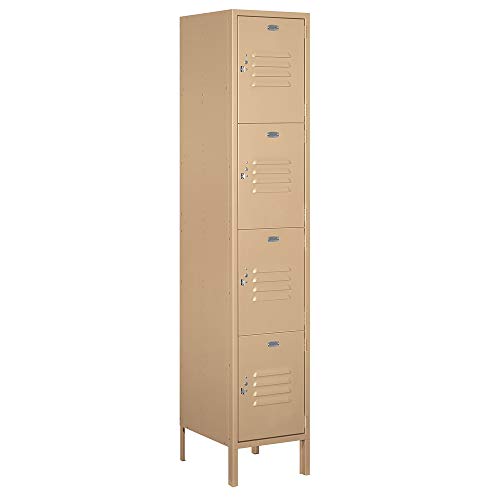 18" Wide Four Tier Standard Metal Locker - 1 Wide - 6 Feet High - 18 Inches Deep - Tan - Unassembled