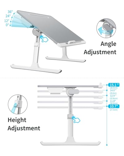 Laptop Lap Desk for Bed, SAIJI X-Large Adjustable Laptop Table