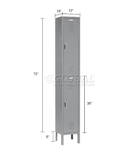 GLOBAL INDUSTRIAL Double Tier Locker, 12x18x36, 2 Door, Ready To Assemble, Gray