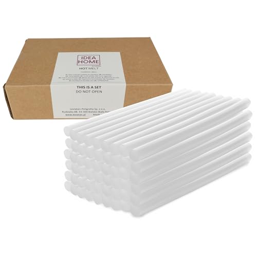 IDEA Home Hot Glue Sticks 50-Pack – Transparent Ø 11 mm x 200 mm – Low-Odour, High-Elasticity Glue Cartridges for 11–12 mm Glue Guns – Strong Adhesion & Heat Stability
