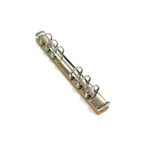 Ring Clips 6pcs A6 Detachable Buckle Loose-Leaf Binder Strip with Bamboo Back Panel 6 Holes Metal Ring Clips for Data Book Album Notebook(Silver)