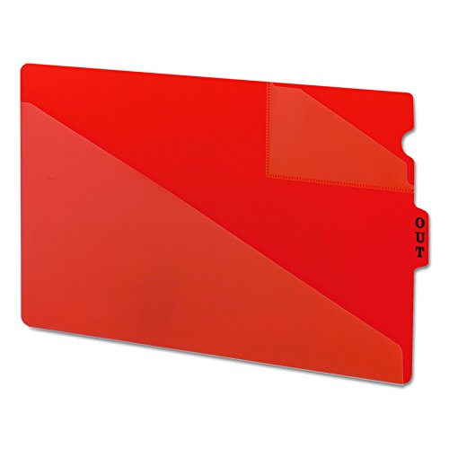 Smead End Tab Poly Out Guide, Two-Pocket Style, Center Position Tab, Red, Legal Size, 50 per Box