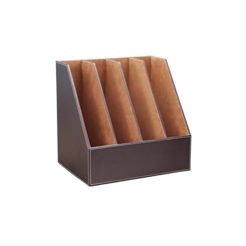 File Rack Leather Vertical File Folder Holder or Office Product Organizer Store Files Magazines, Notepads Letter Trays(Brown)