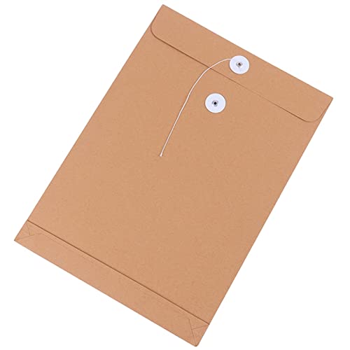 AEYSD-456 Filing Envelopes 10PCS A4 Kraft Paper File Holder Envelope Bags Document Storage Organizer with String School Office Project Folder Bag Plastic Folders