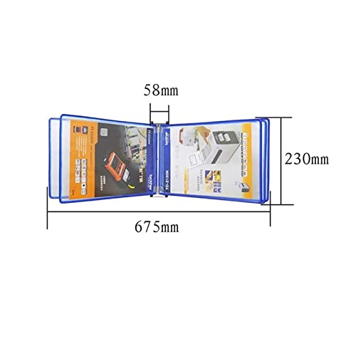 NUHSLF Catalog Display Rack - PVC and Metal Document Organizer Binder - Wall Mount Reference Organizer, A4 Poster Flip Book Display, with 5 Panels and 10 Pockets for Display (Red)