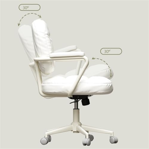 hezhuhe2258 Office Chair Office Chair PU Leather Comfortable Backrest Household Female Bedroom Lift Swivel Makeup Adjustable(Brown)