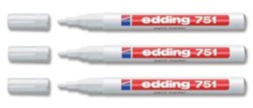 edding 751 Paint Marker Xylene and Toluene-free Bullet Tip 1-2mm Line White Ref [Pack of 10]