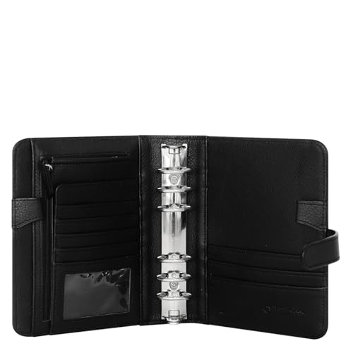 FranklinCovey - Anna Ring-Bound Binder for FranklinCovey Planners | Leather with Snap Closure (Compact, Onyx)
