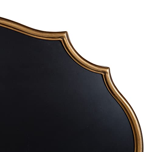 Kate and Laurel Leanna Decorative Scalloped Metal Chalkboard; 24 x 36; Gold; Framed Rounded Oval Vintage Chalkboard for Unique Display; Organization; and Decor