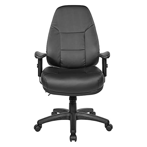 Office Star EC Series Professional Executive Ergonomic High Back Office Chair with Multi Function Control, Padded Contour Seat and Adjustable Padded Arms, Dillon Black