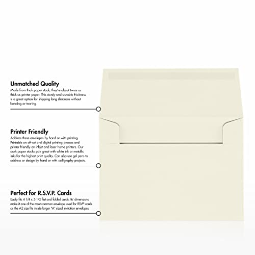 LUXPaper A2 Classic Crest Invitation Envelopes | 4 3/8" x 5 3/4" | Natural White | 70lb. Text | 1,000 Qty