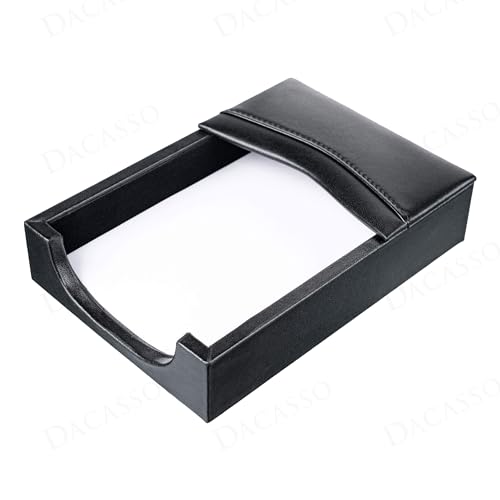 Dacasso Classic Black Leather Memo/Note Holder for Desk - Executive Decor & Office Organization Essential