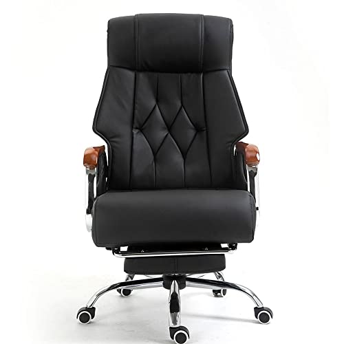 FZGGWYHL Ergonomic Office PU Leather Desk High Back Computer with Lumbar Support Flip up Armrest Rolling Swivel Adjustable Task for Adults Retractable Footrest