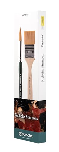 Escoda | Watercolour | Artist Set Nicholas Simmons 2 | Size 16,18 | 2 Brushes | Synthetic Gold toray | Round Pointed + mottler