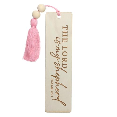 Faithworks Bulk Christian Keepsake Bookmarks - 4 Styles Engraved Wood with Beaded Tassel, 24-Count, Scripture