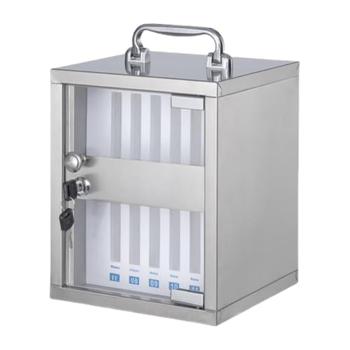 Wcxixo Slots Phone Locker Phone Storage Cabinet Pocket Chart Lock Box with Key Wall Mounted Aluminum Alloy Mobile Phone Lockbox with Handle for Classroom Office Exam(12 Slots)