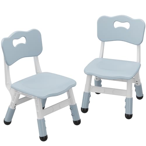 Elementool 2-Pack Kids Chairs, 3-Level Height Adjustable Toddler Chair for Ages 2-6, Plastic Children's Chairs for Home, Classroom, Nursery, Indoor Use(Grey)