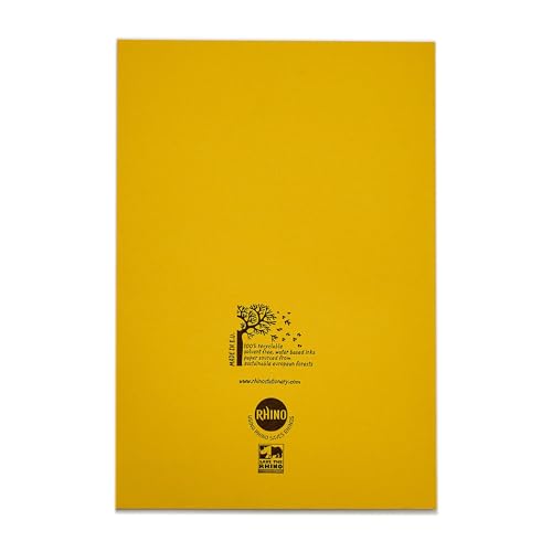 Rhino A4 Tinted Exercise Book | 10mm Squared | Yellow Cover | Blue Tinted Paper | 48 Page / 10-Pack - Ideal Dyslexia & SEN Maths Exercise Book