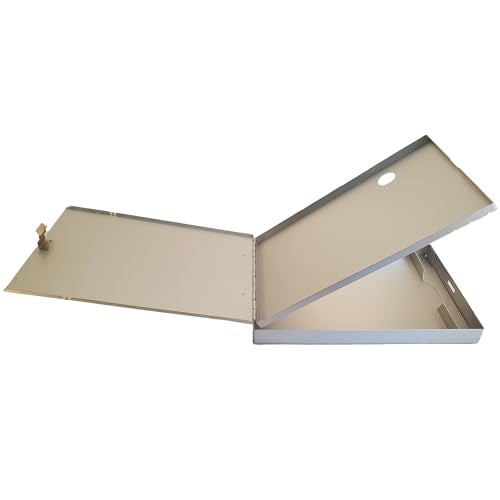 Posse Box - Bottom-Opening Dual Compartment Clipboard PB-37C · Anodized Aluminum Silver · 14" x 9" x 1-1/2" · Storage Organizer