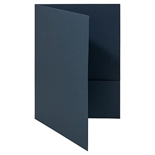 JAM PAPER Two Pocket Textured Linen Presentation Folders - Letter Size Business Folder - Navy Blue - Bulk 100/Box