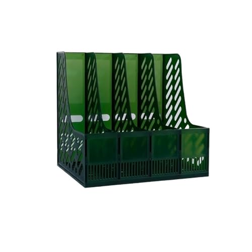 File Organizer Retro Mesh Magazine File Rack Holder, 4 Compartments Filing Office Desk Book Sorter Desk(Green)