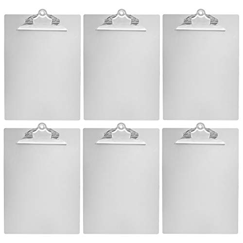 Amazon Basics Aluminum Clipboard, Letter Size, Standard Clip, Office Supplies, Classroom Supplies, 6-Pack, Silver