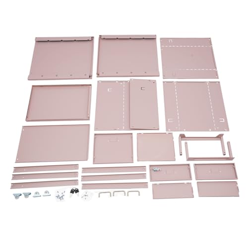 WAZYKJMDXX Pink Rolling File Cabinet with Lock, 3-Tier Vertical Storage Chest on Wheels, Space-Saving Under-Desk Organizer for Documents Cosmetics Jewelry, Easy Assembly, for Home Office Bedroom Dorm