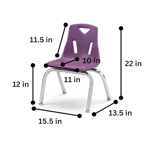 Berries Jonti-Craft 8142JC6004 Stacking Chairs with Chrome-Plated Legs, 12" Height, Purple, Pack of 6