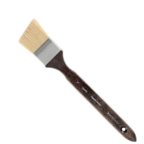 New York Central Gigante Natural Hog Bristle Large Scale Artist Paint Brush, 2" Anglular Mottler, Professional German Handmade Oil Painting Brush w/Long Handle for Oil, Acrylic & Acryla Gouache