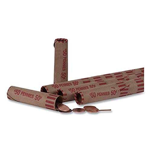 The Coin-Tainer Co. Preformed Coin Wrappers, Penny, 1000 count (20001),Red/Brown