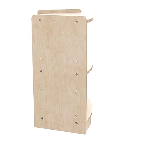Classroom Essentials Commercial Grade Bow Front 2 Tier Wooden Classroom Open Corner Storage Unit, Safe, Kid Friendly Design, Natural