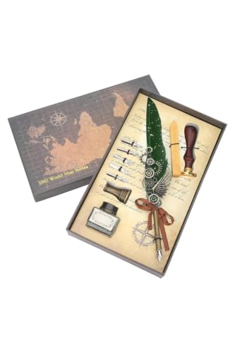 Vintage Feather Quill Pen and Ink Set Sealed Classic Writing Experience