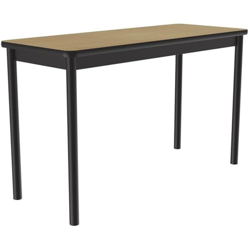 Correll LT3048-16 Lab Table, 36" Standing / Stool Height, 30" x 48" Fusion Maple High-Pressure Laminate Top with Black Frame , Rock Solid Commercial Quality