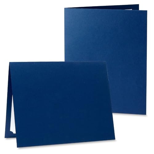 Plain Blue Certificate Folders - Pack of 50, Linen Cover 80 lb. Stock, Folded, Die-Cut Corners, for Office, Business Awards, Graduation, School Diploma Holder, 9-1/2" x 12"