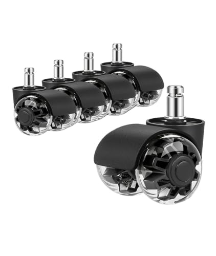 5pcs 2" Heavy Duty Gray PU Silent Swivel Stem Casters