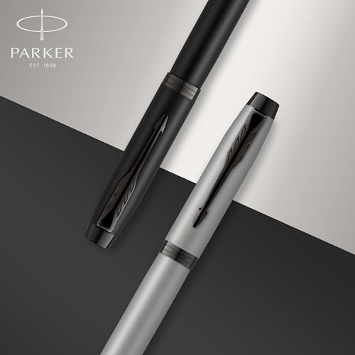 PARKER IM Rollerball Pen | Stainless Steel with Chrome Trim | Fine Point with Black Ink Refill | Gift Box