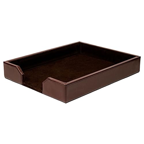 Dacasso Dark Brown Bonded Leather Luxury Letter Tray Holder - Paper Organizer for Desktop Office Essentials & Executive Desk Decor